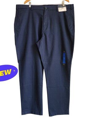 44x30 Navy Chinos Jos A Bank Cotton Traditional Fit Pants New Flat Front Classic